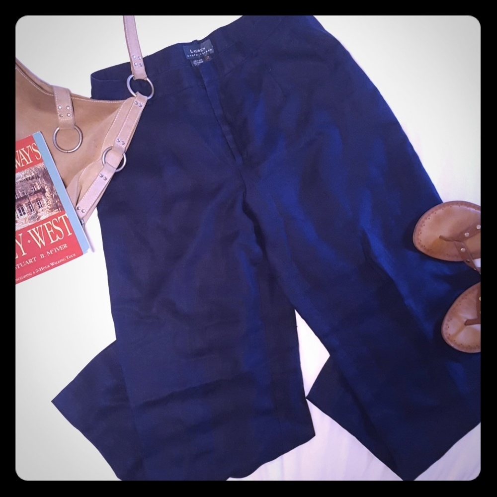 Navy linen pants, Ralph Lauren, Size 10.